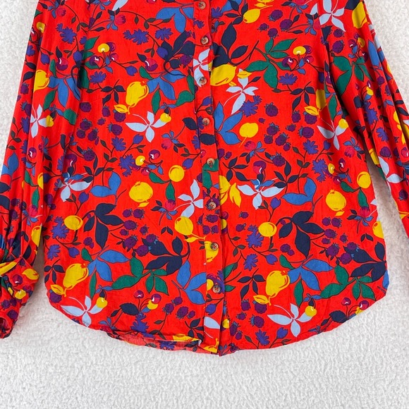 Maeve Blithe Button-Up Fruit Novelty Shirt Womens Size 4 Red Long Sleeve - Picture 5 of 16